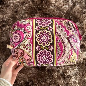 Vera Bradley Pink and Green Floral Cosmetic Bag